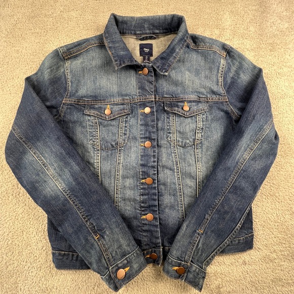 GAP Jackets & Blazers - Gap Denim Jacket Womens Large 1969 Medium Wash Trucker Jean Jacket Classic